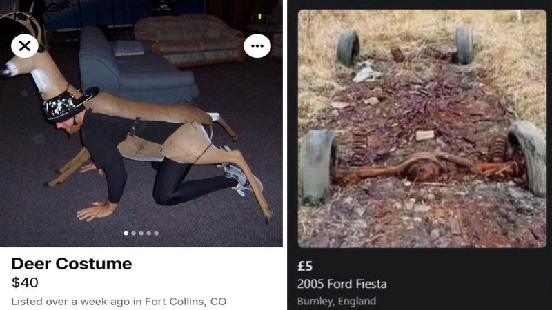 Two cursed listings for items on Craigslist and Facebook Marketplace.