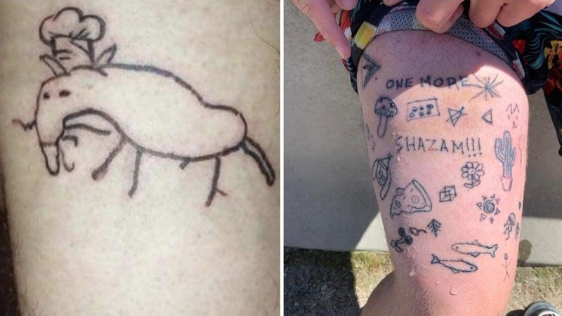 Two terrible tattoos in the following collection.