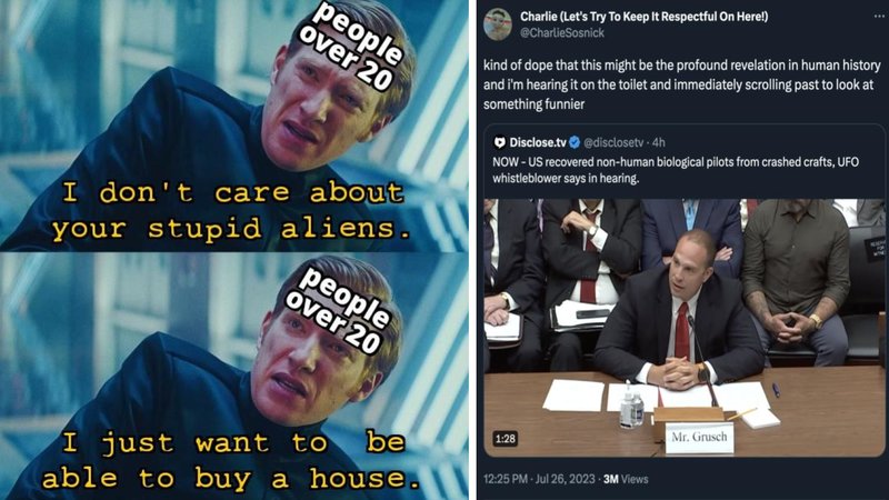 Two UAP hearing alien memes in the following collection. 