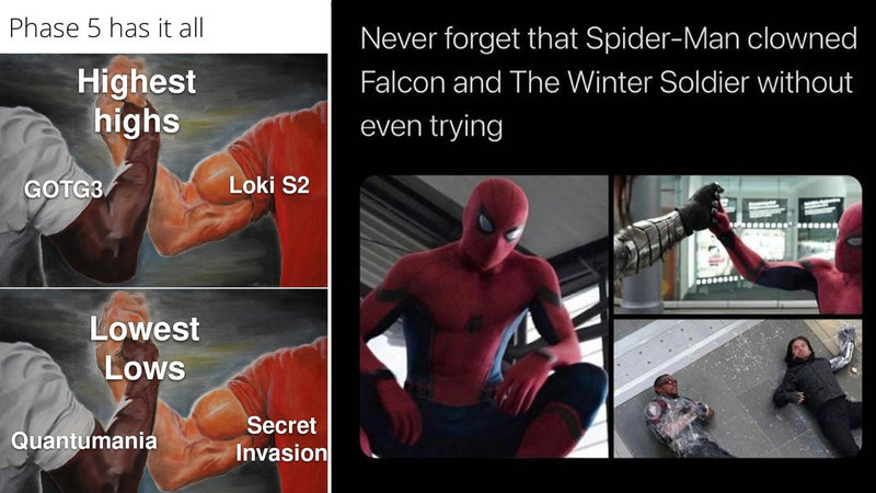 Two Marvel memes from the following collection.