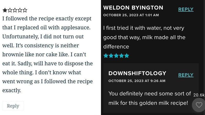 25 Recipe Reviews From People Who Should Probably Stay Out Of The Kitchen Two images from "r/ididnthaveegg."
