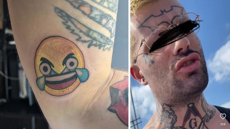 Two images from /r/shi**ytattoos