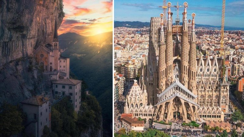 Two images of churches.
