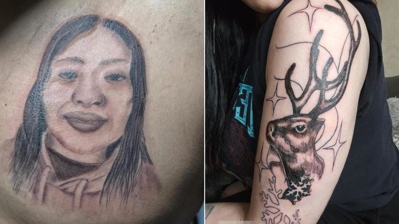 Two bad tattoos.