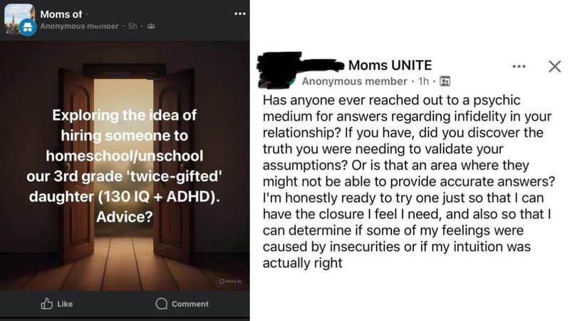 These 22 Posts Come Straight From Facebook Parenting Groups Two images.