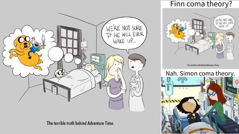 Adventure Time Coma Theory and meme format explained.