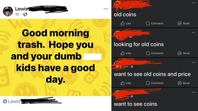 Lewis
1h.
old coins
Like
Comment
Send
Good morning
trash. Hope you
and your dumb
kids have a good
day.
M
looking for old coins
Like
Comment
Send
want to see old coins and price
Like
Comment
Send
Lewis
want to see coins