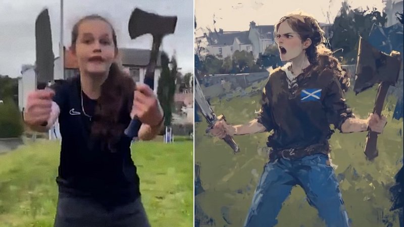 Scottish Axe And Knife Girl / Mayah Sommers viral video explained.