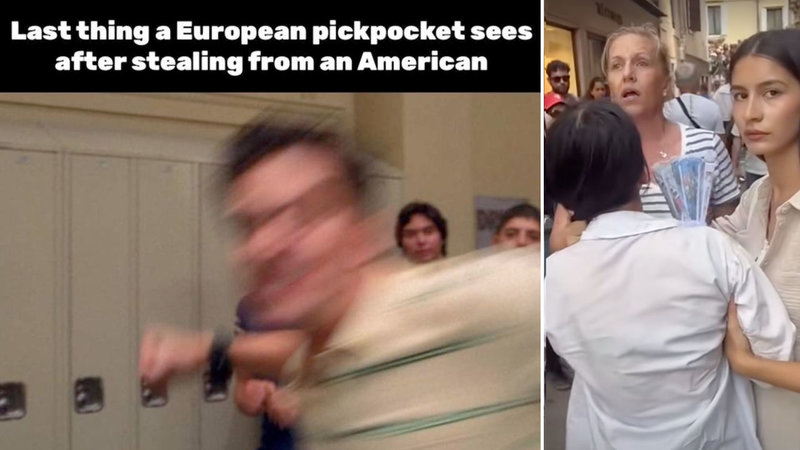 Americans Fighting European Pickpockets memes, rumors and viral videos explained.