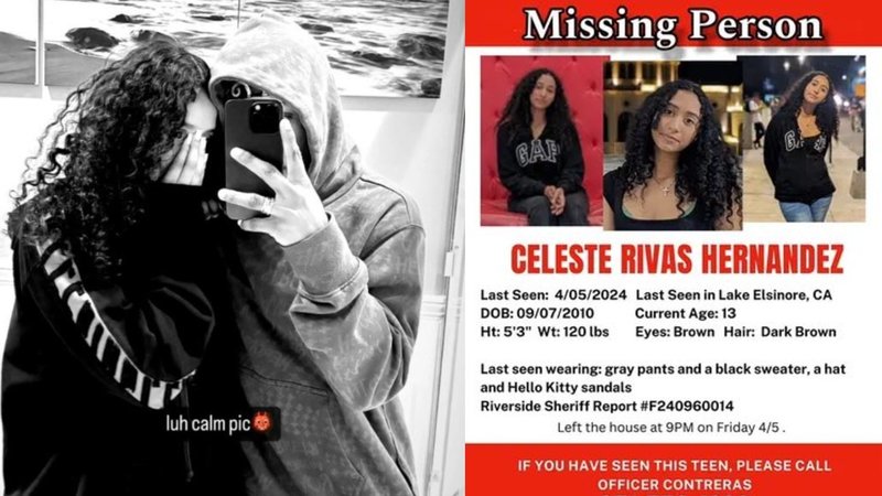 A photo of D4vd next to a missing persons poster of Celeste.