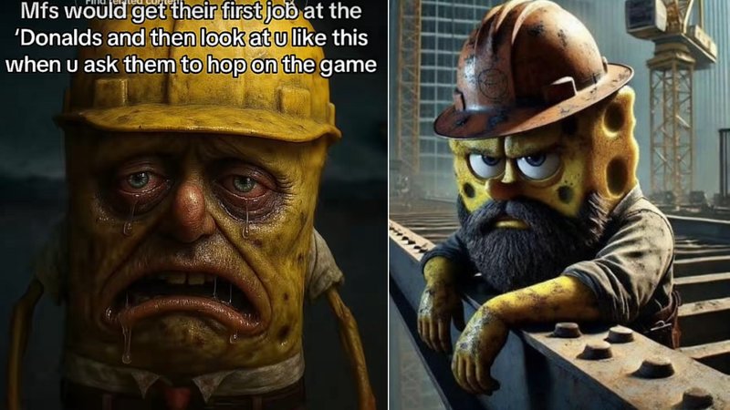 Blue Collar SpongeBob meme explained.