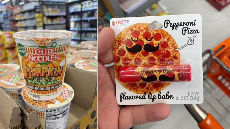 MITED
TION
CUPA
NEODLES
PUMPKIN
With Other Natural Flavors
FAMEN NOODLES IN SAUCE
PIE FLAVOR
NOODIES
CUP
康
Nutrition Fact
Calories
360
TASTE
beauty
Pepperoni
Pizza
Pepperoni Pizza
flavored lip balm
NET WT.
0.12 OZ. (3.4 g)