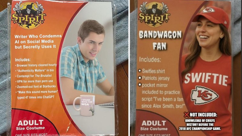 Two Fake Spirit Halloween Costume photos.