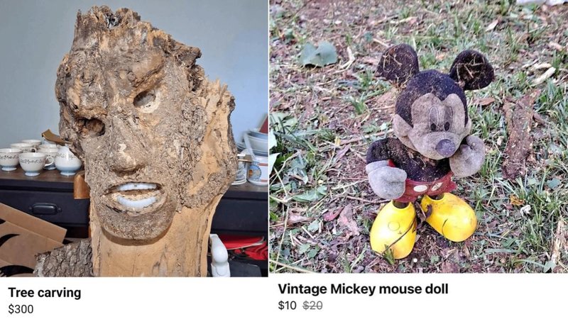 Two photos of weird items for sale.