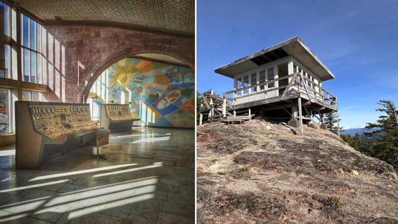 Two photos of abandoned places.