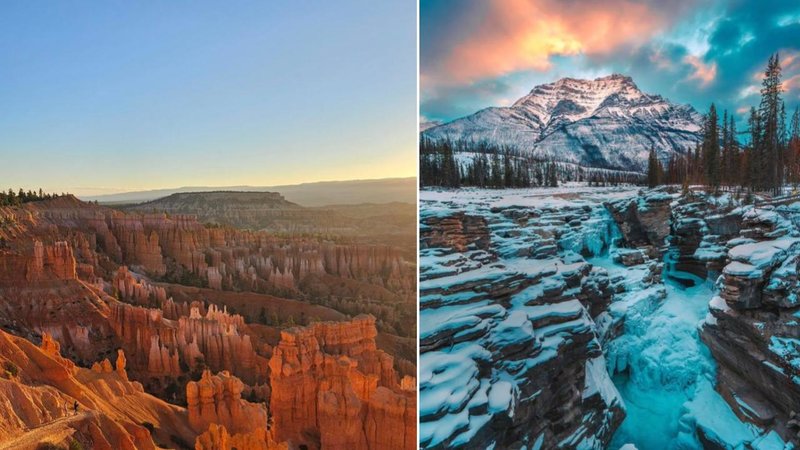 Two photos of national parks.