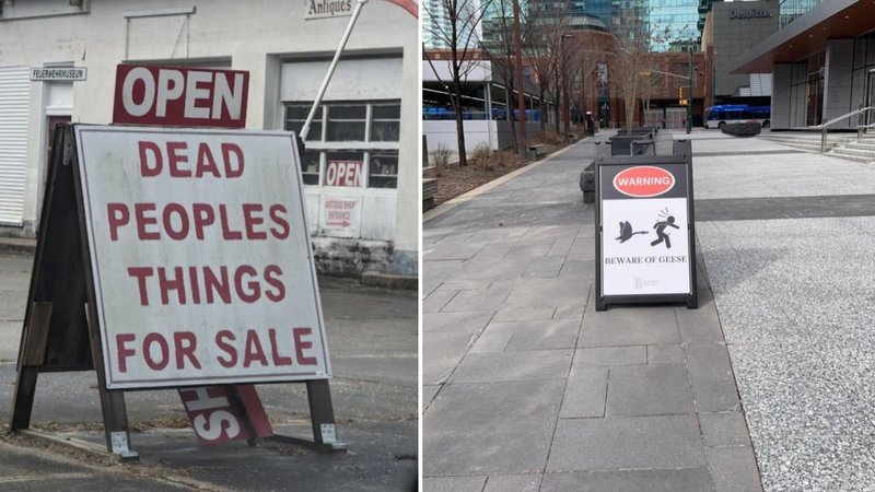 Two funny signs.