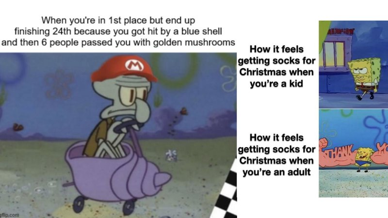 Two SpongeBob memes.