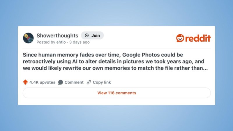 A shower thought on a blue background.