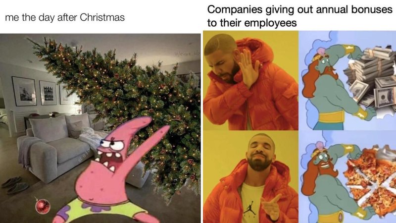 Two SpongeBob SquarePants memes.