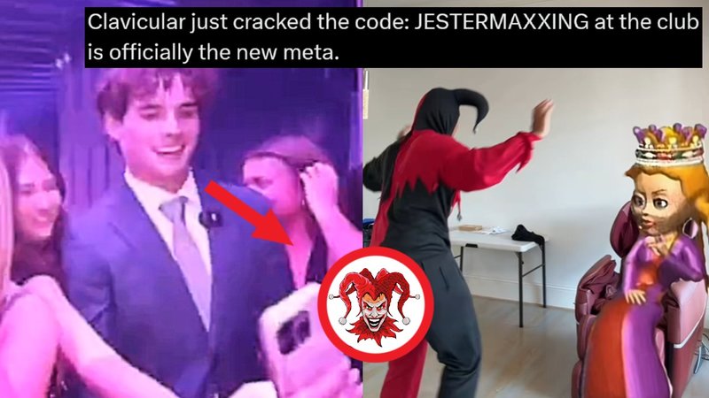 Two examples of jestermaxxing, one by Clavicular and one by Vexbolts.