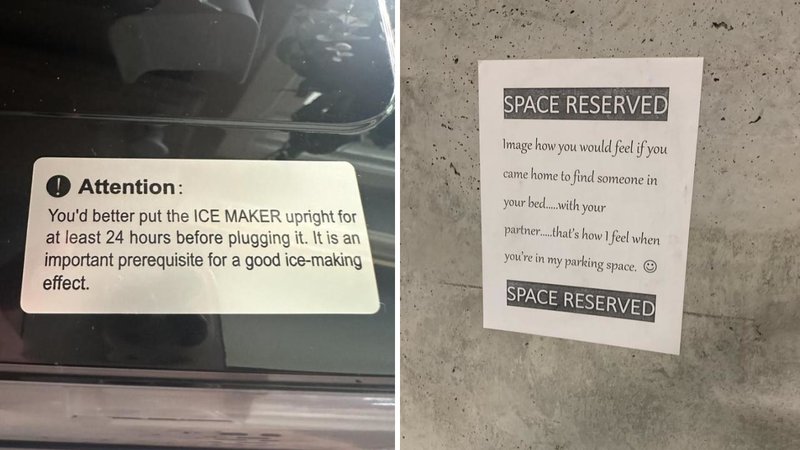 Two passive aggressive signs.