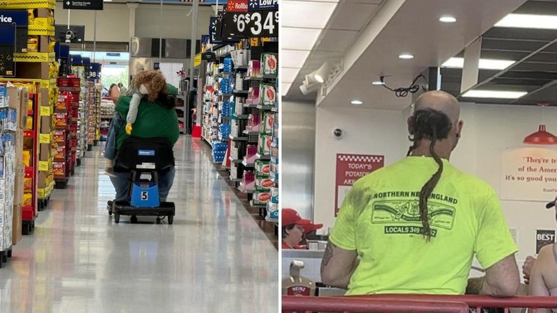 Two people in Walmart.