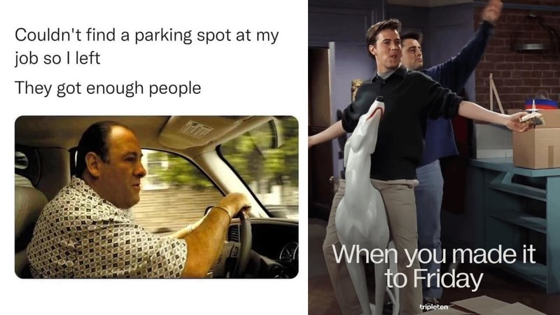 Two memes about Friday.