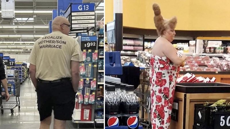 Two people in Walmart.