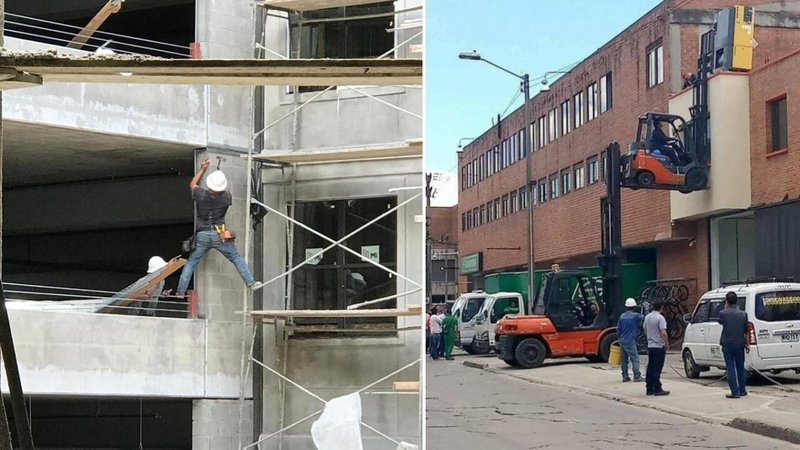 Two dangerous worksite images.