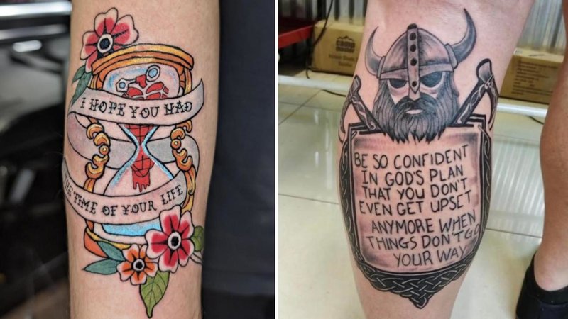 Two bad tattoos.