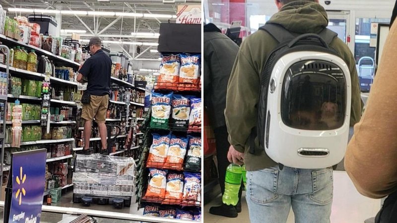 Two people in Walmart.