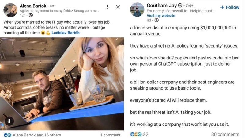 Two LinkedIn posts.