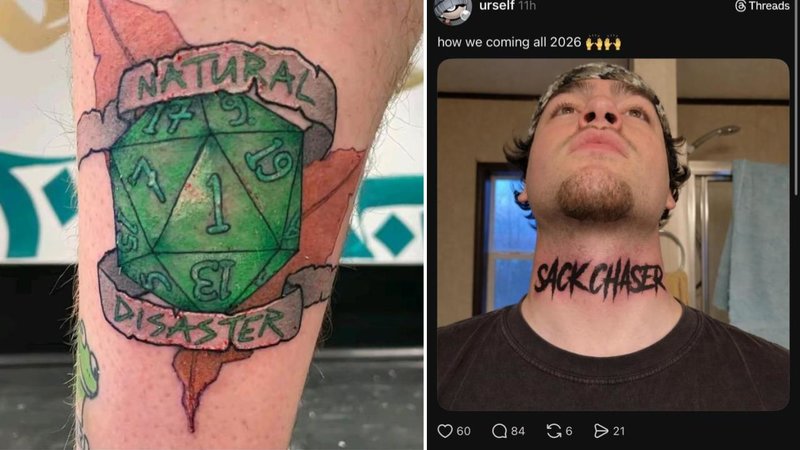 Two bad tattoos.