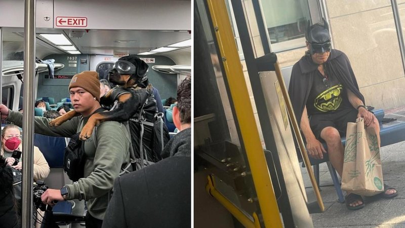 Two photos from public transportation.