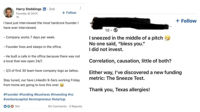 Two LinkedIn posts.