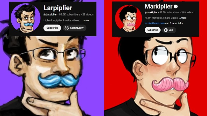 Larpiplier's profile picture on YouTube compared to Markiplier's