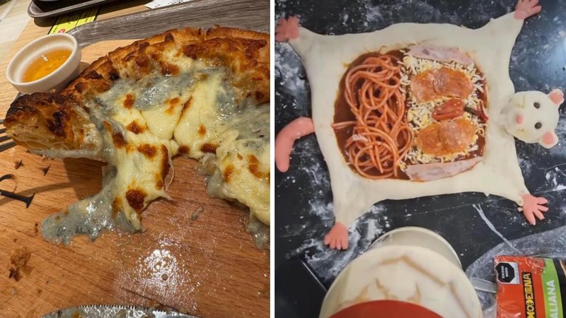 Two pizzas.