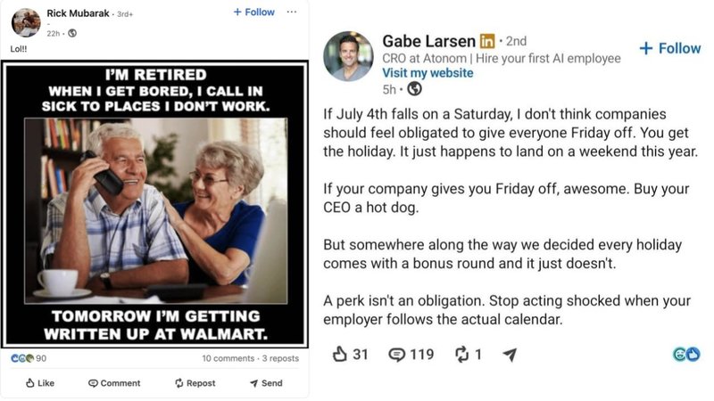 Linkedin posts.