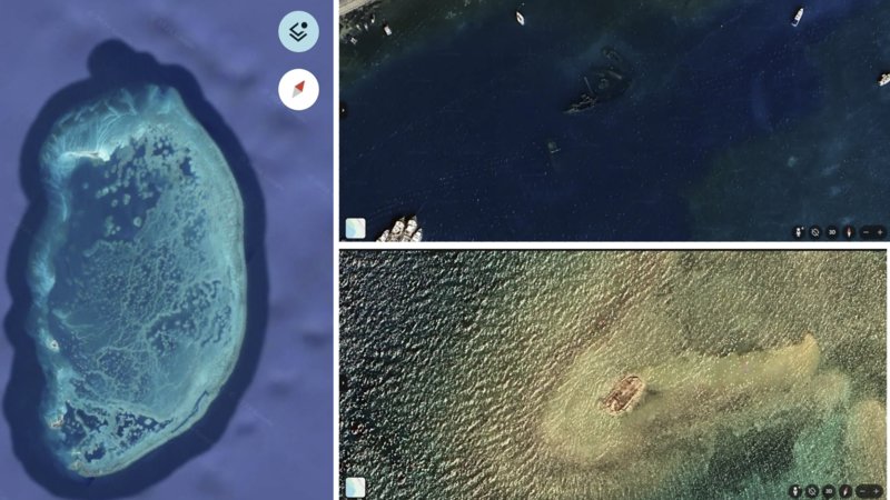 Examples of bizarre discoveries found on Google Earth.
