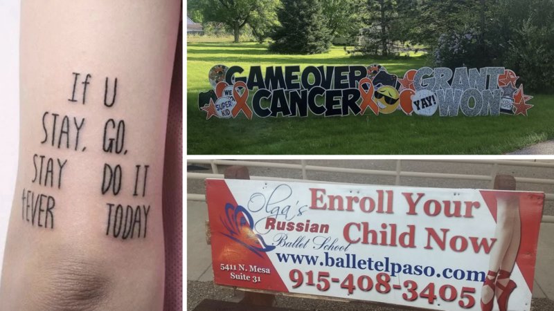 Examples of badly designed signs and art.
