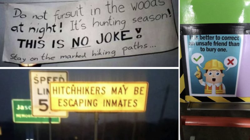 Three examples of scary signs,