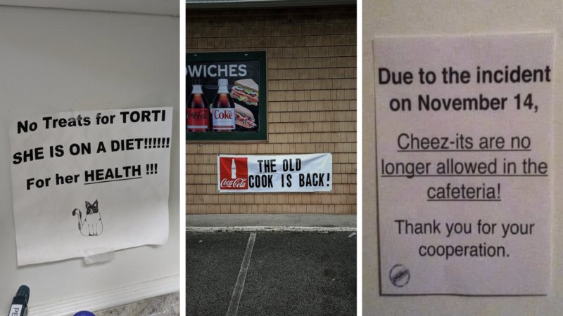Three examples of signs with a story.