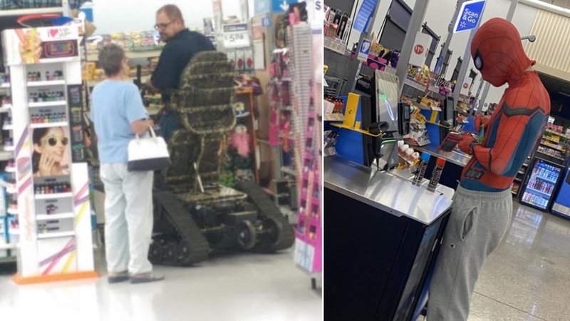 Two people in Walmart.