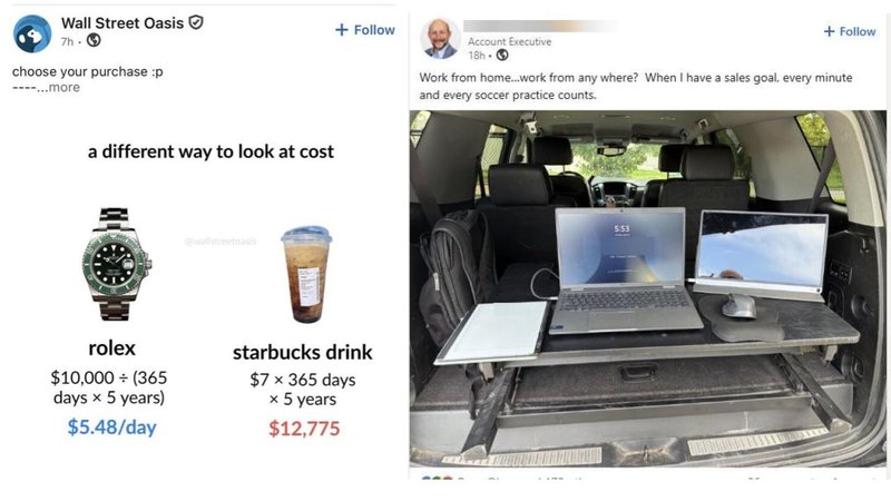 Two LinkedIn posts.