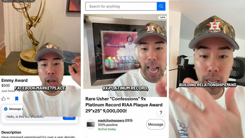 Three screenshots from Kato On The Track's viral video showing him speaking to the camera.