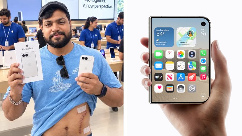Santy Sharma's viral AI-generated photo, accompanied by an image of the iPhone Duo.