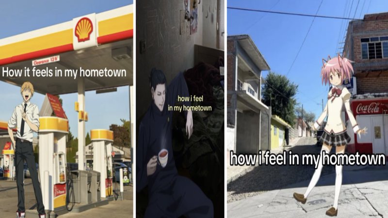 tiktok trend how i feel in my hometown anime characters rural america south america 