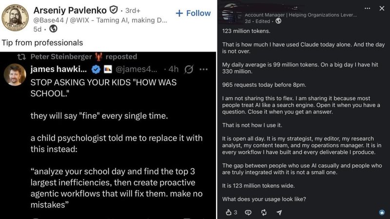 Two LinkedIn posts.