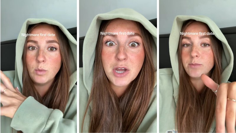 Three screenshots of Grayson Smith’s viral TikTok, showing her talking to the camera.